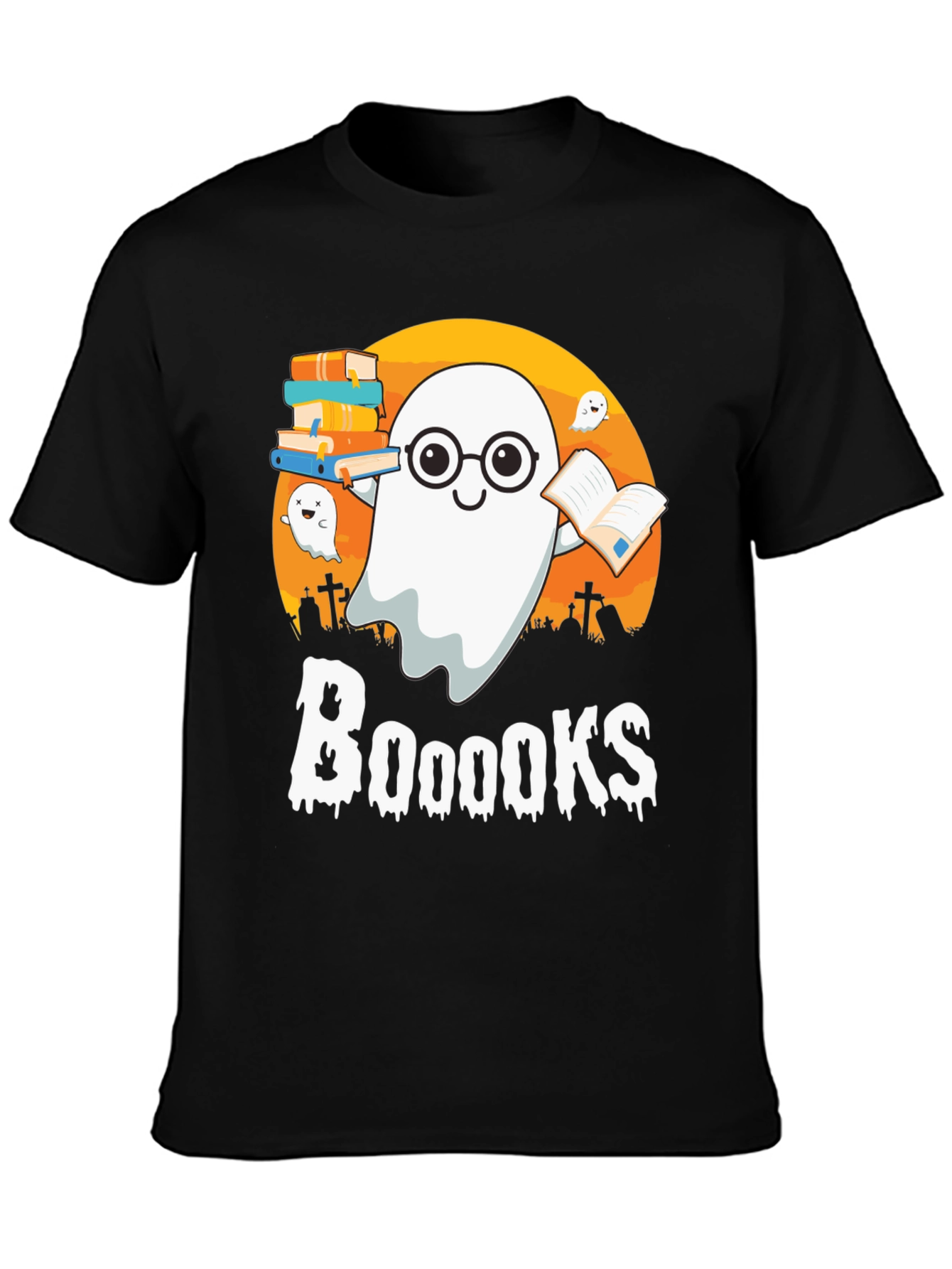Booooks Halloween Reading Ghost T-Shirt