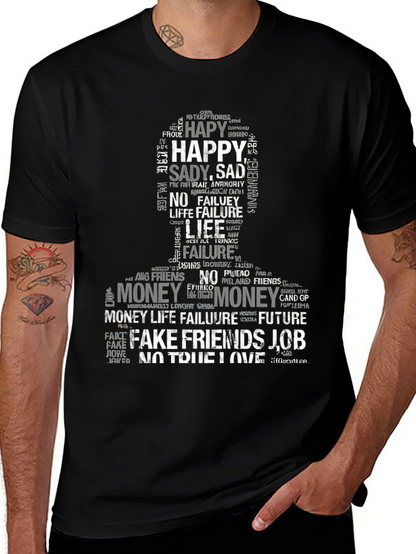 Word Art Graphic Print T-Shirt - Black