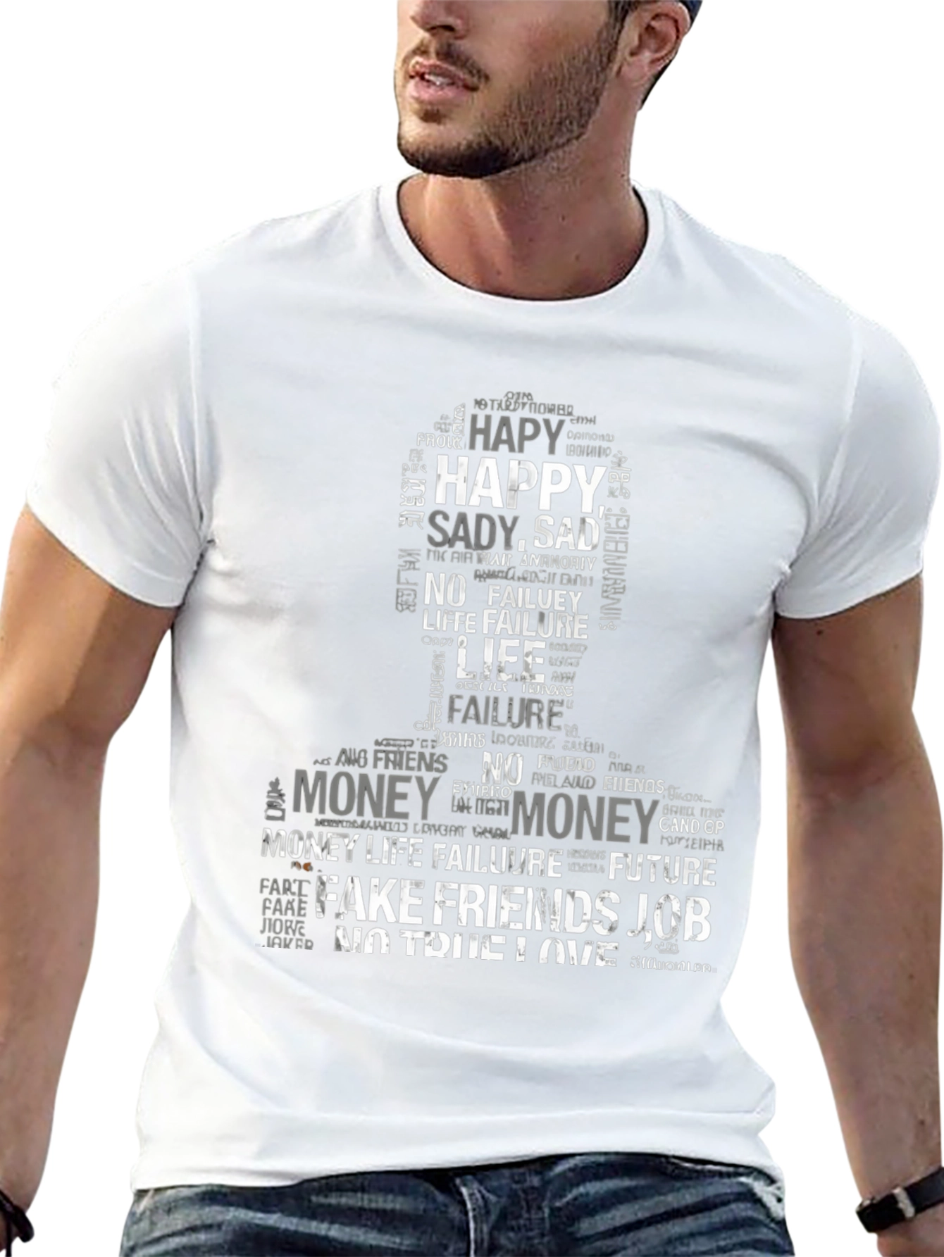 Word Art Graphic Print T-Shirt - Black