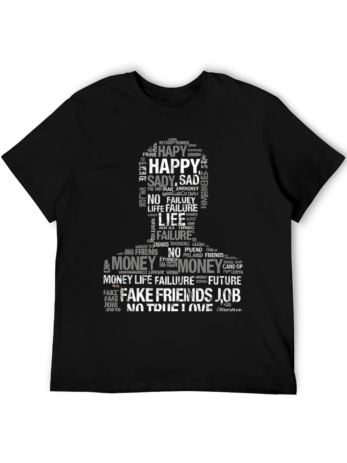 Word Art Graphic Print T-Shirt - Black
