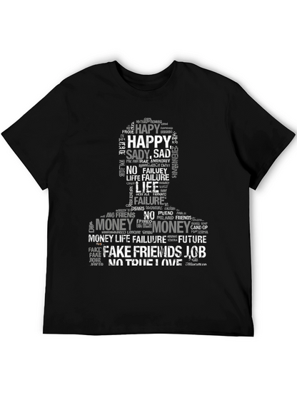 Word Art Graphic Print T-Shirt - Black