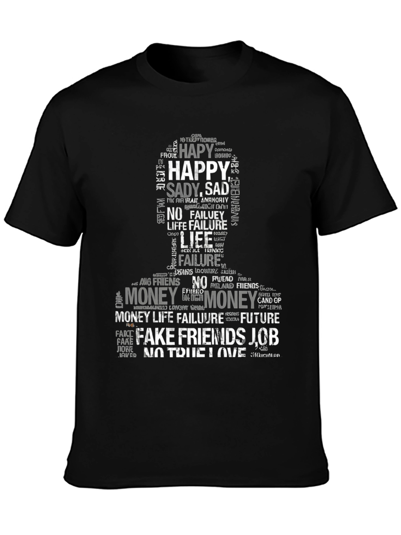 Word Art Graphic Print T-Shirt - Black
