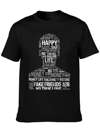 Word Art Graphic Print T-Shirt - Black