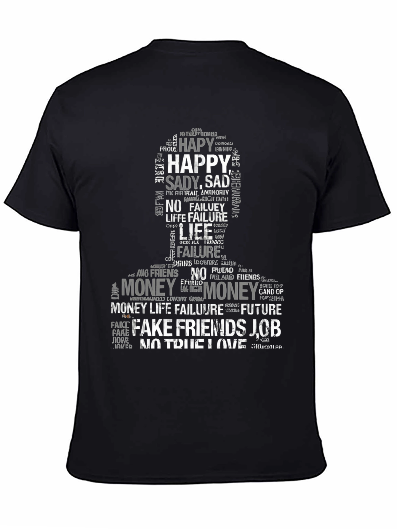 Word Art Graphic Print T-Shirt - Black