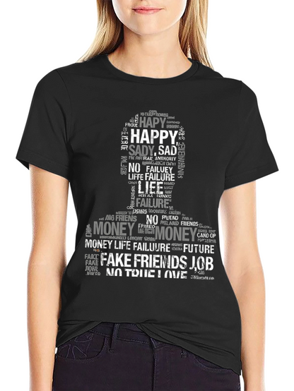 Word Art Graphic Print T-Shirt - Black