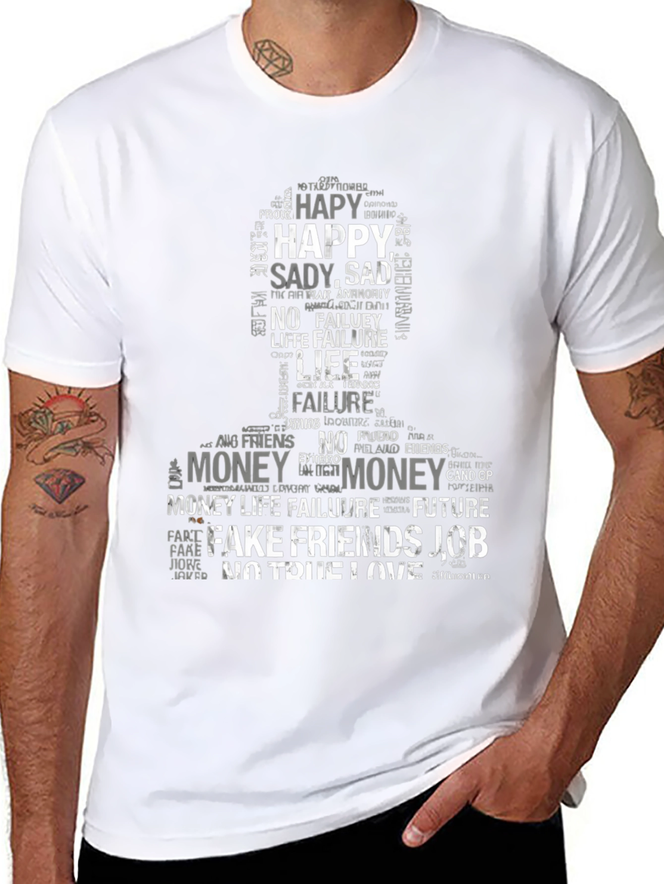 Word Art Graphic Print T-Shirt - Black