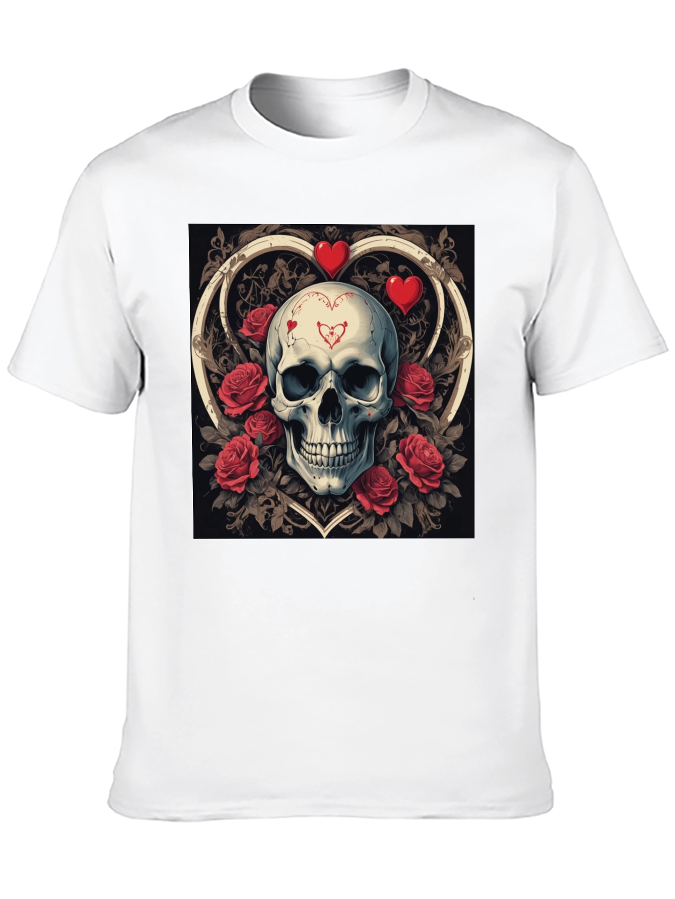 Skull & Roses Valentines Day Graphic T-Shirt