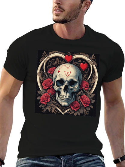 Skull & Roses Valentines Day Graphic T-Shirt