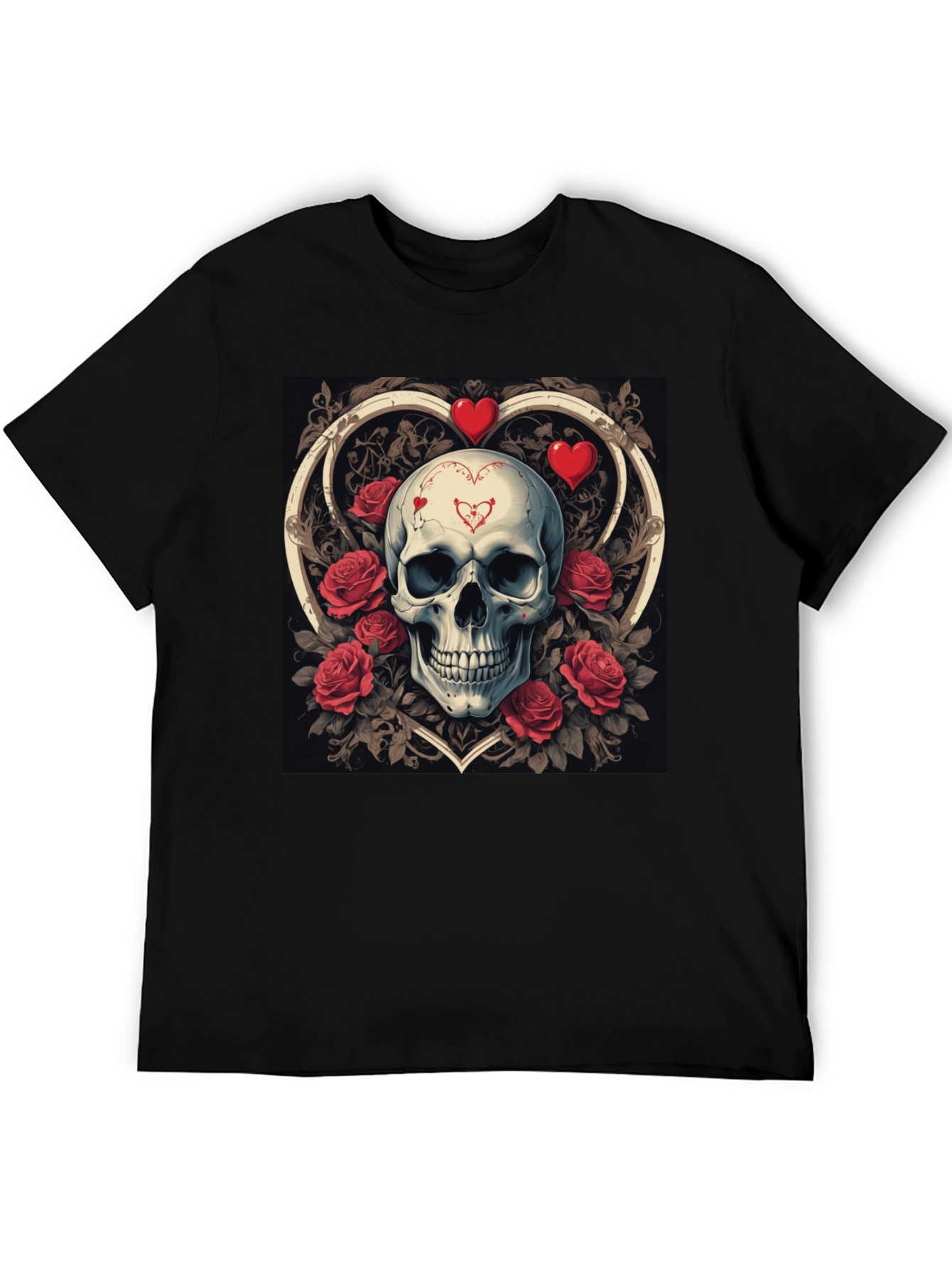 Skull & Roses Valentines Day Graphic T-Shirt