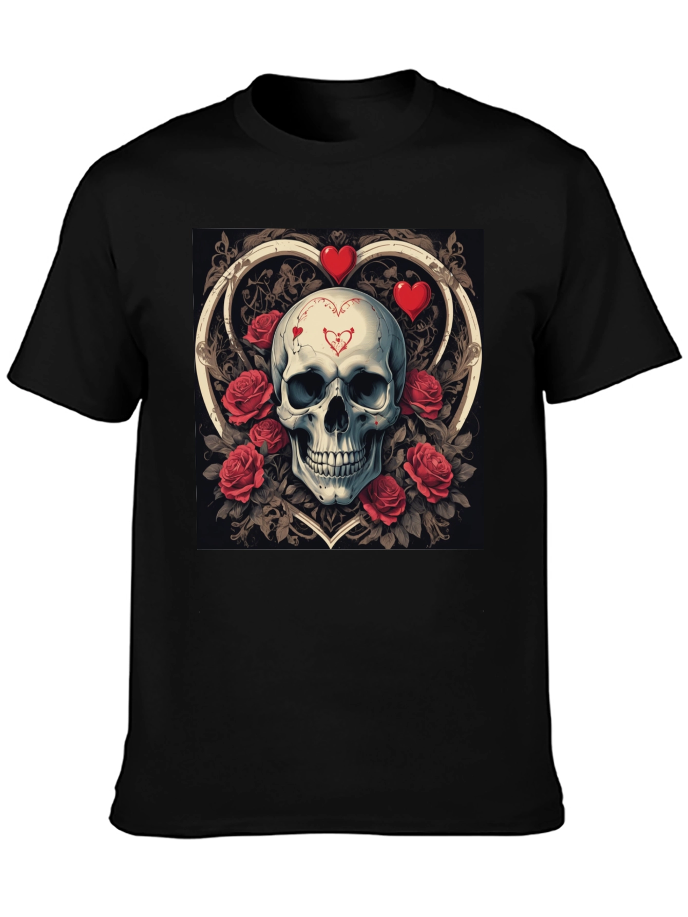 Skull & Roses Valentines Day Graphic T-Shirt