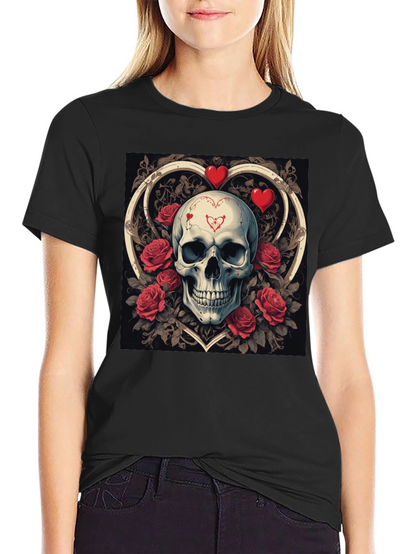 Skull & Roses Valentines Day Graphic T-Shirt