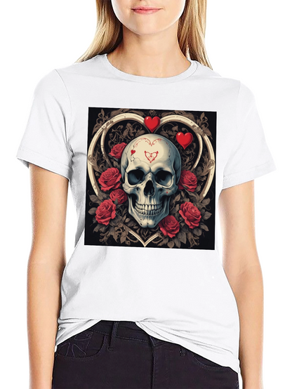 Skull & Roses Valentines Day Graphic T-Shirt