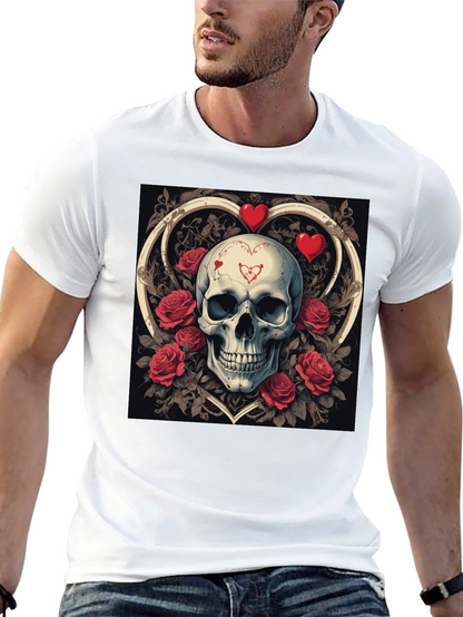 Skull & Roses Valentines Day Graphic T-Shirt