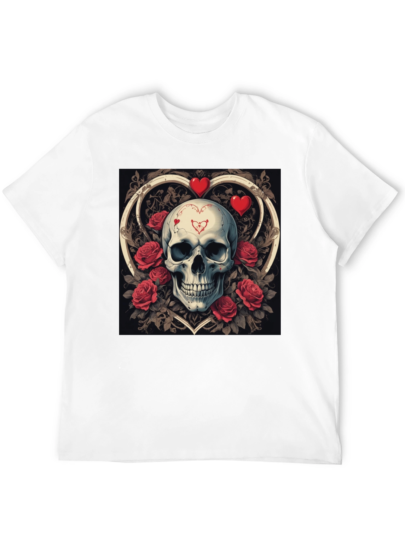 Skull & Roses Valentines Day Graphic T-Shirt