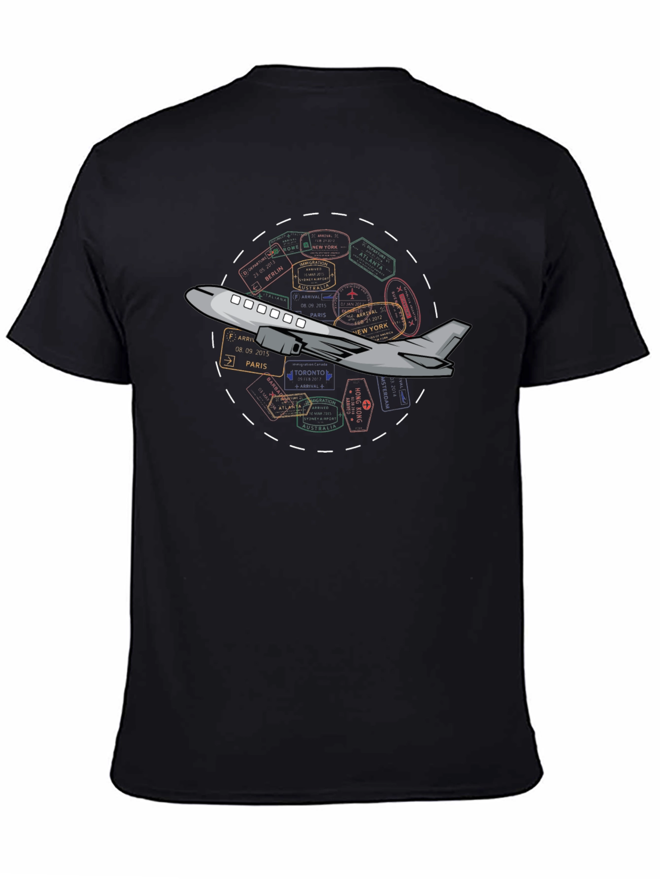 Passport Stamps Airplane Travel T-Shirt