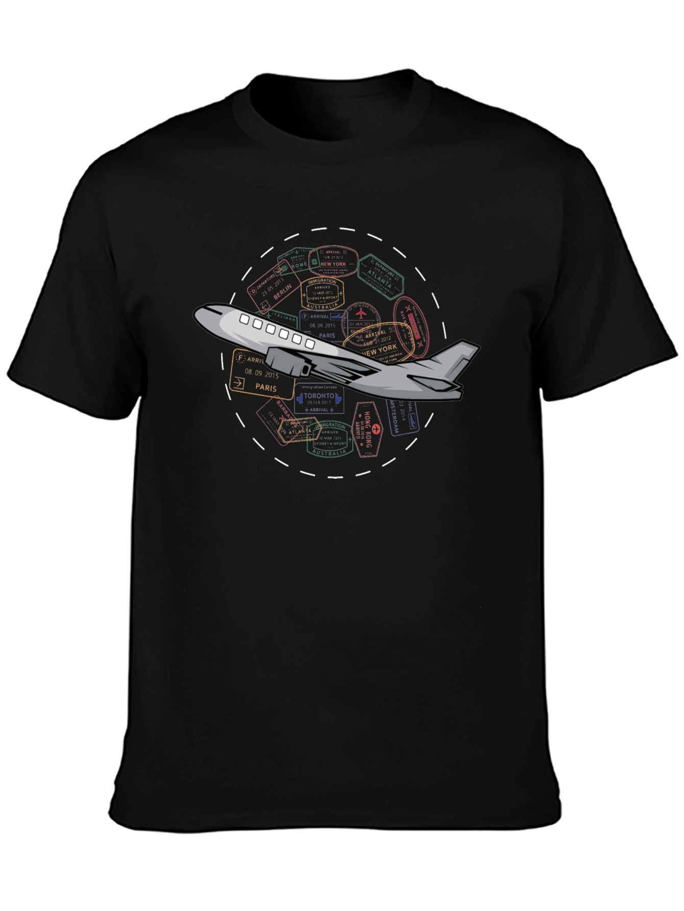 Passport Stamps Airplane Travel T-Shirt