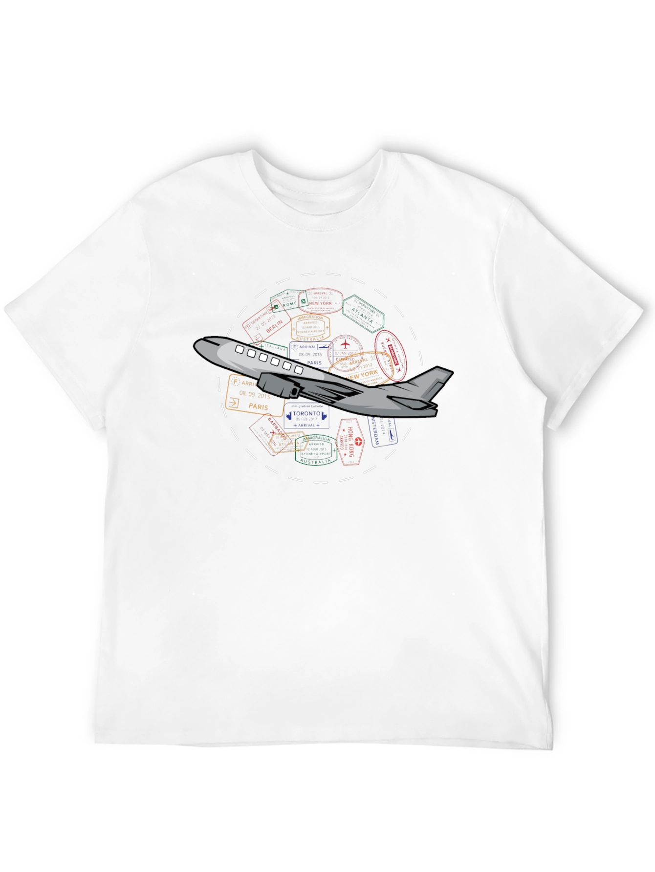 Passport Stamps Airplane Travel T-Shirt