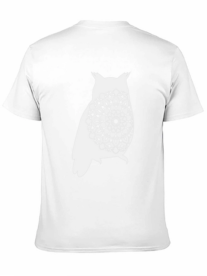 Owl Mandala Graphic Tee - Black Cotton Comfort