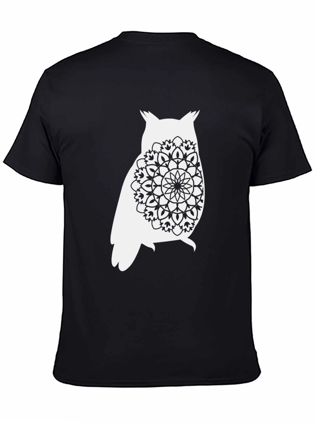 Owl Mandala Graphic Tee - Black Cotton Comfort