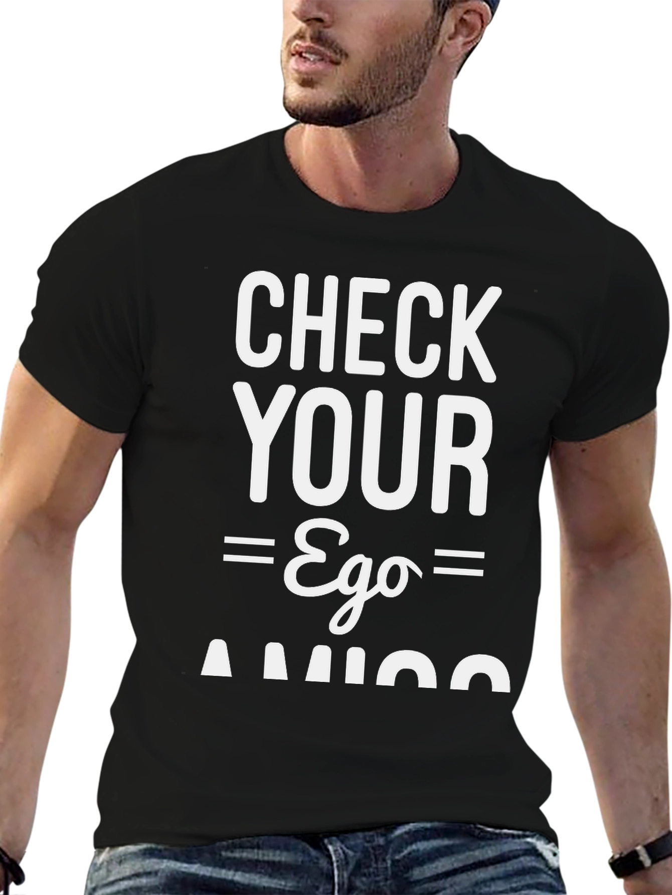 Check Your Ego Amigo Black Graphic Tee