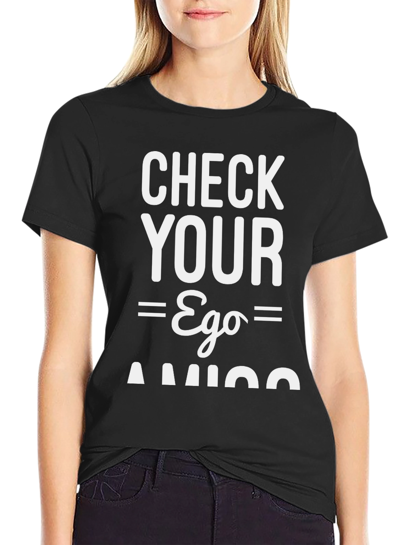Check Your Ego Amigo Black Graphic Tee