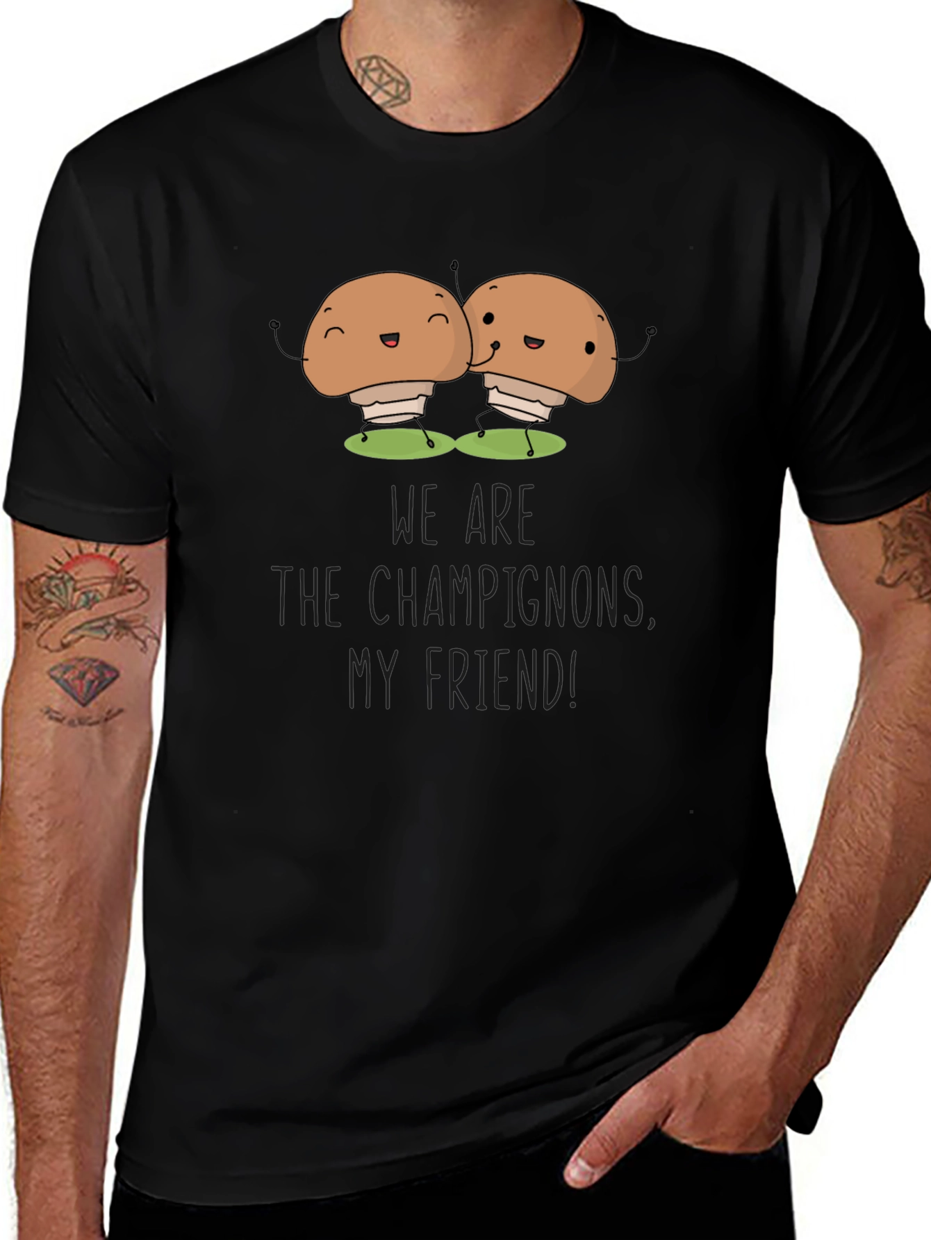 Mushroom Champs Black Tee - Comfy & Funny!