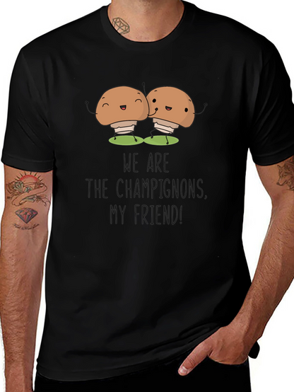 Mushroom Champs Black Tee - Comfy & Funny!