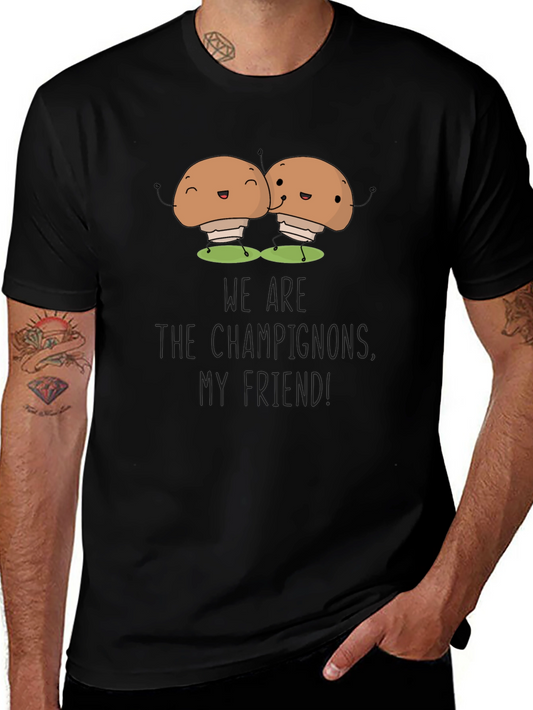Mushroom Champs Black Tee - Comfy & Funny!