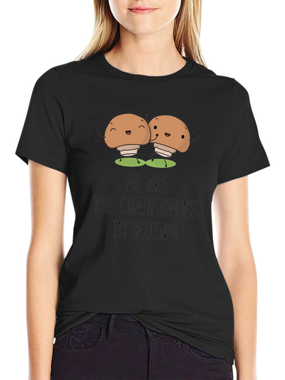 Mushroom Champs Black Tee - Comfy & Funny!
