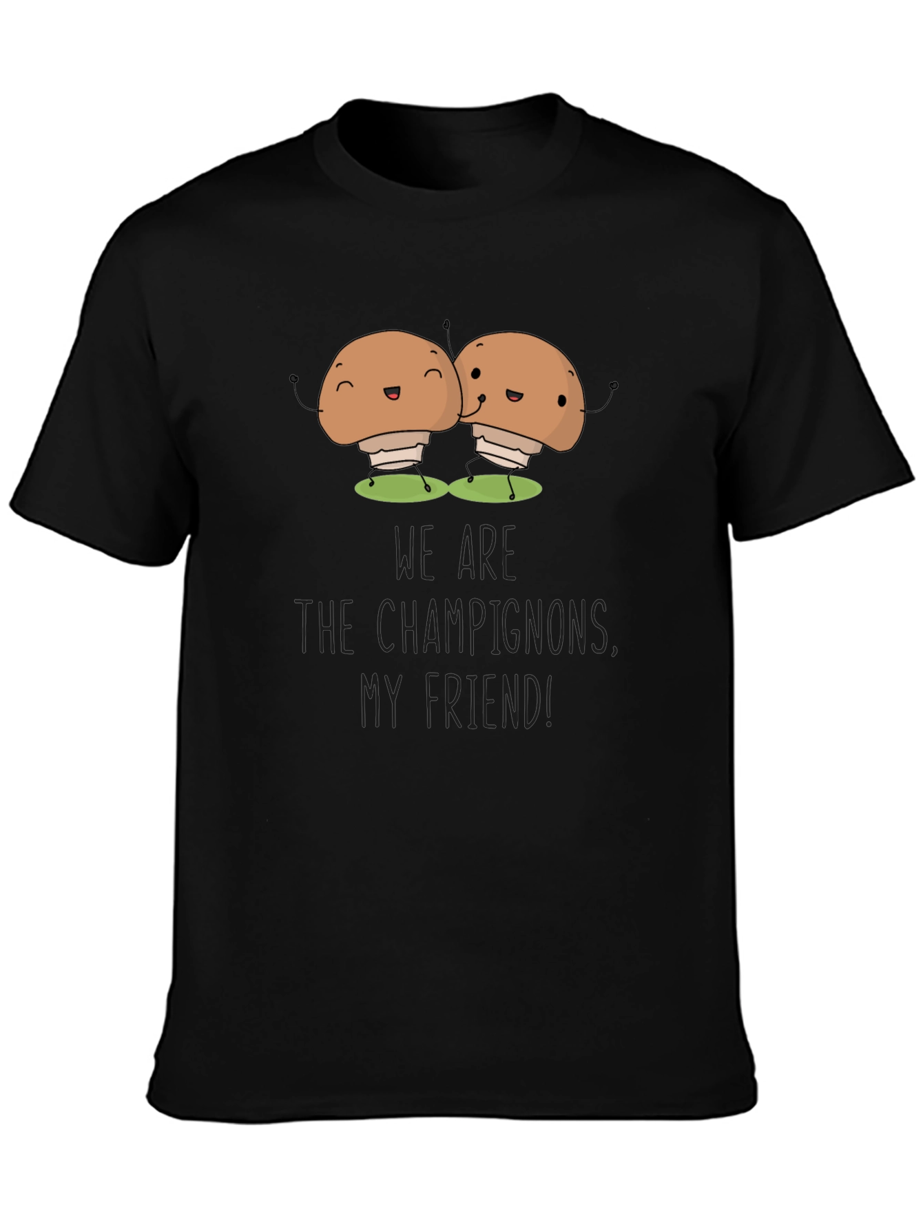 Mushroom Champs Black Tee - Comfy & Funny!