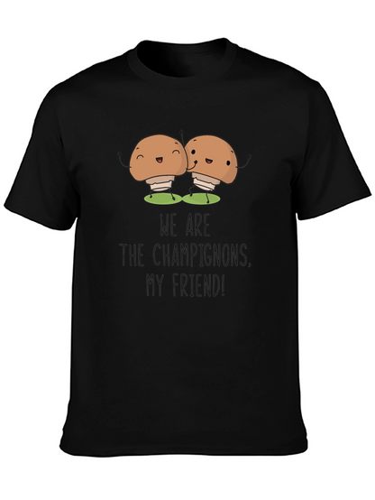 Mushroom Champs Black Tee - Comfy & Funny!