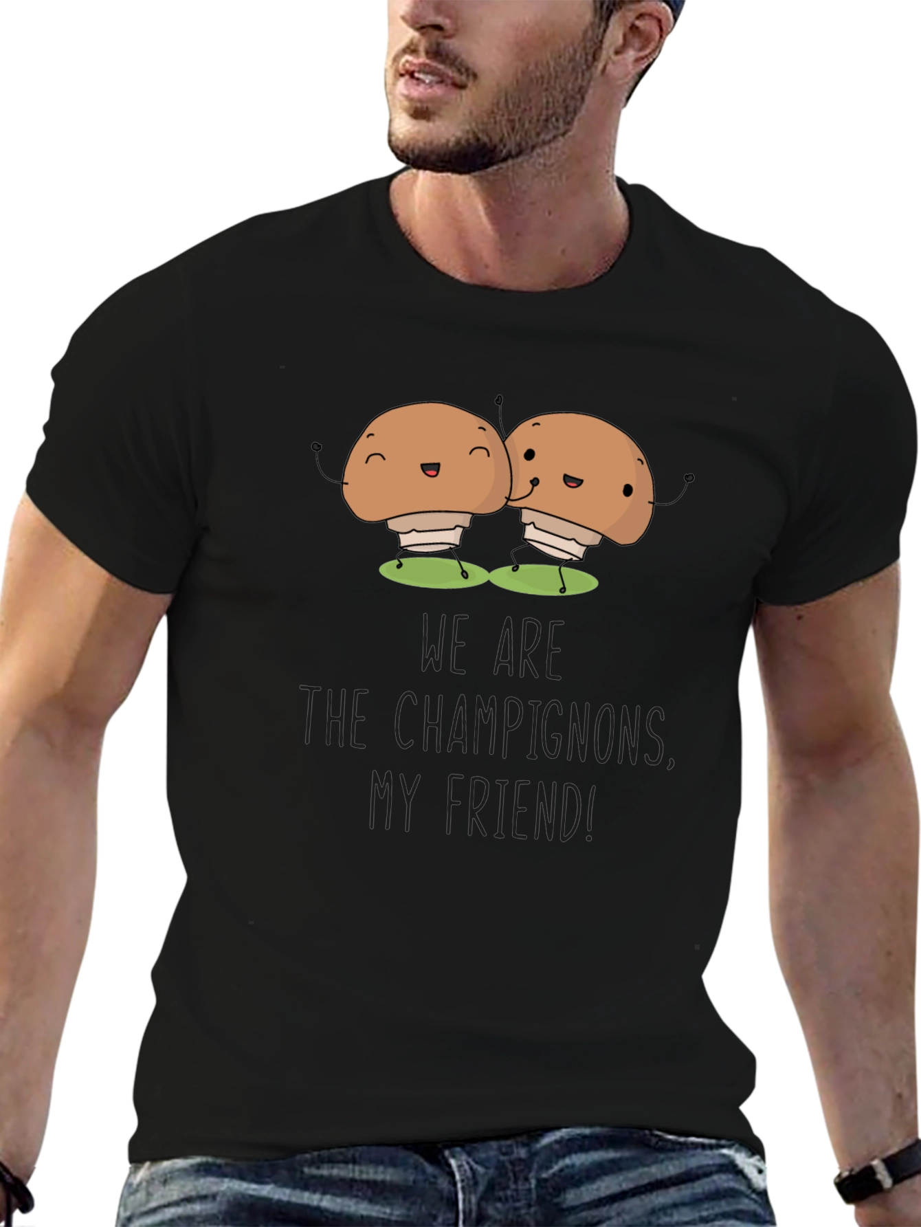 Mushroom Champs Black Tee - Comfy & Funny!