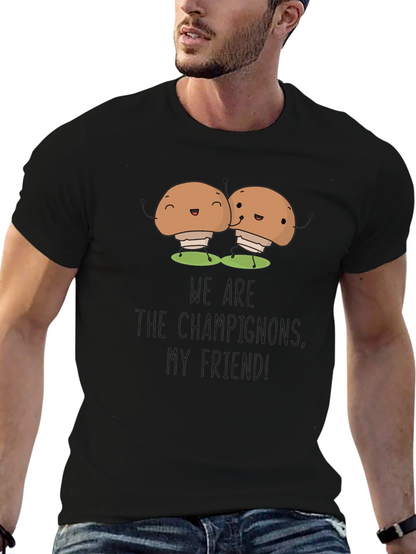 Mushroom Champs Black Tee - Comfy & Funny!