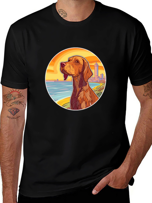 Dog Beach Scene Black T-Shirt