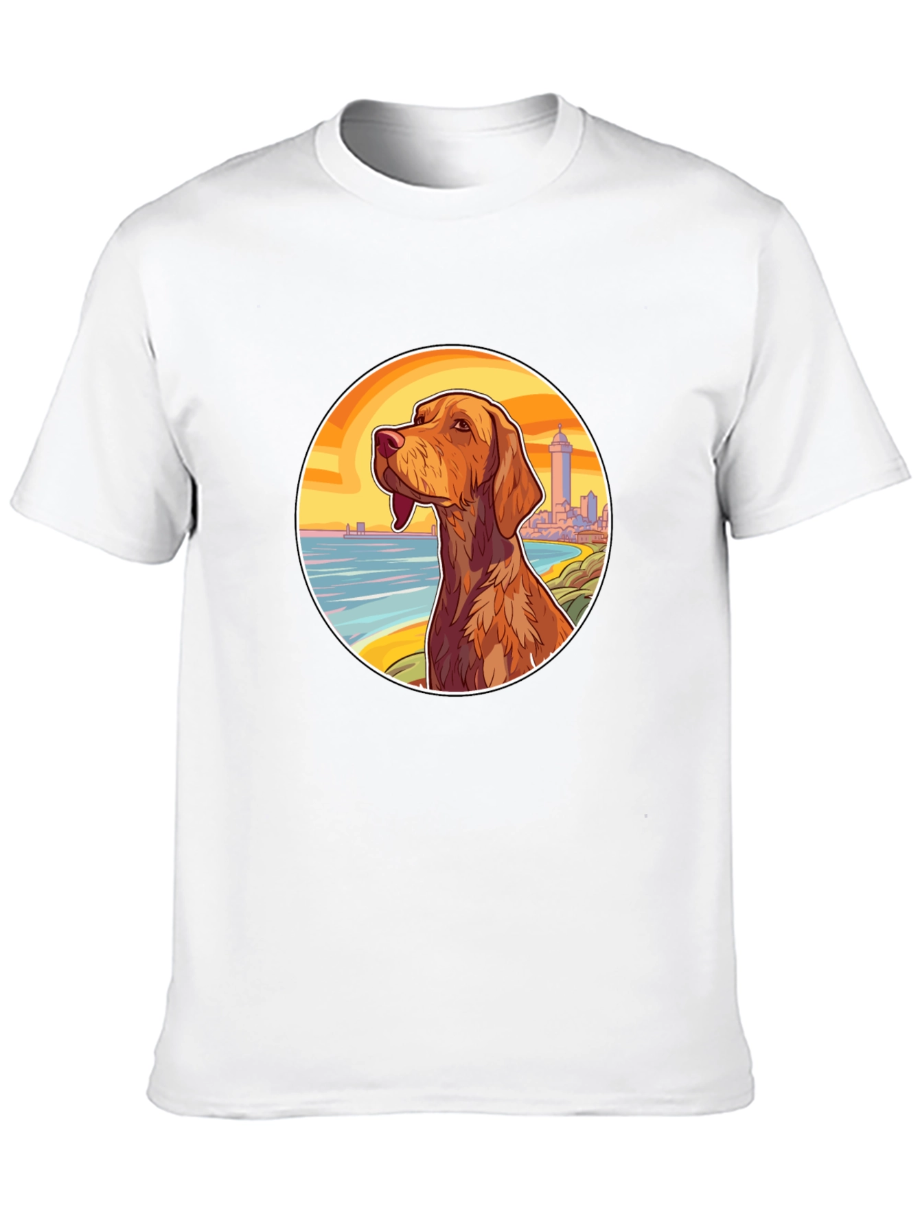 Dog Beach Scene Black T-Shirt