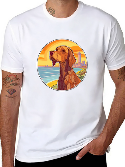 Dog Beach Scene Black T-Shirt