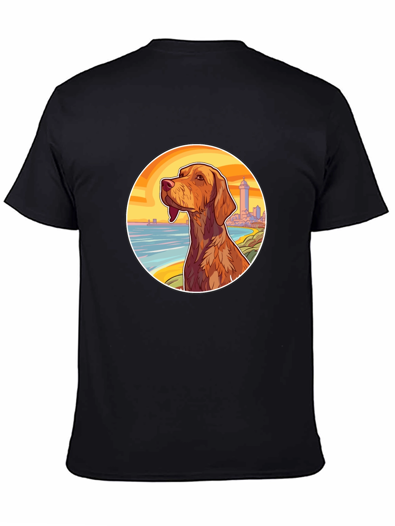 Dog Beach Scene Black T-Shirt
