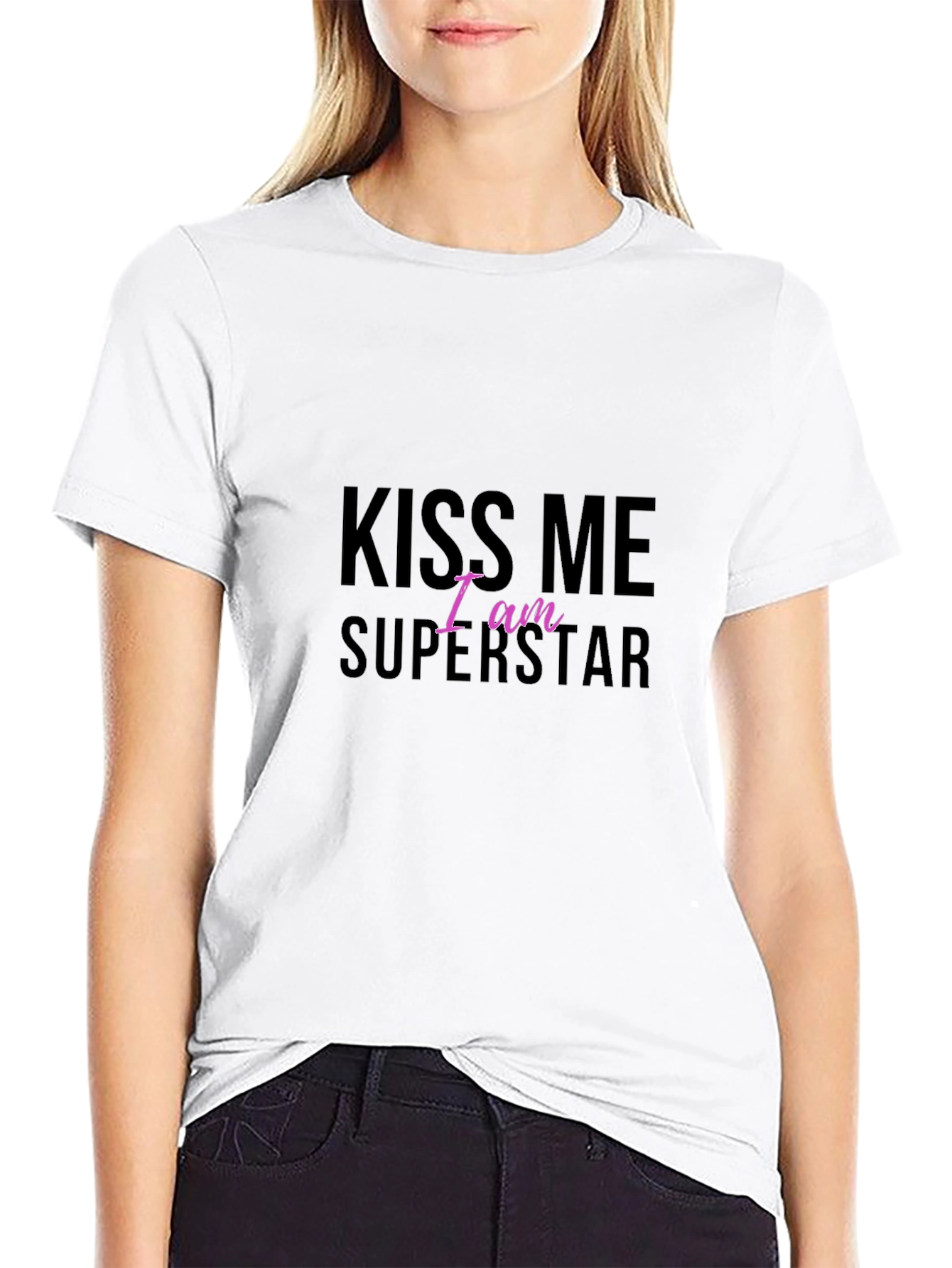 Kiss Me I am Superstar Black T-Shirt
