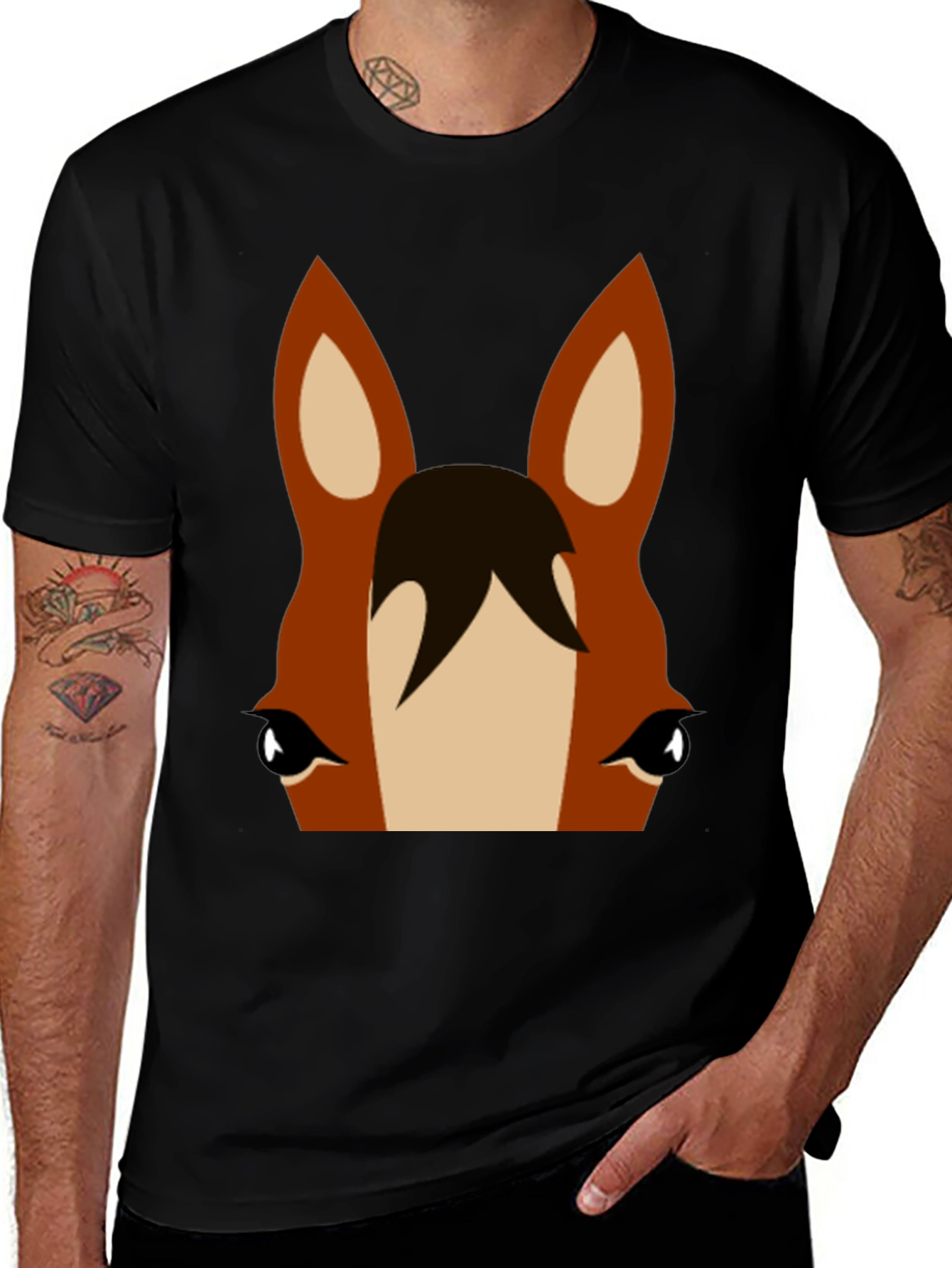 Horse Face Graphic Tee - Unisex Black T-Shirt