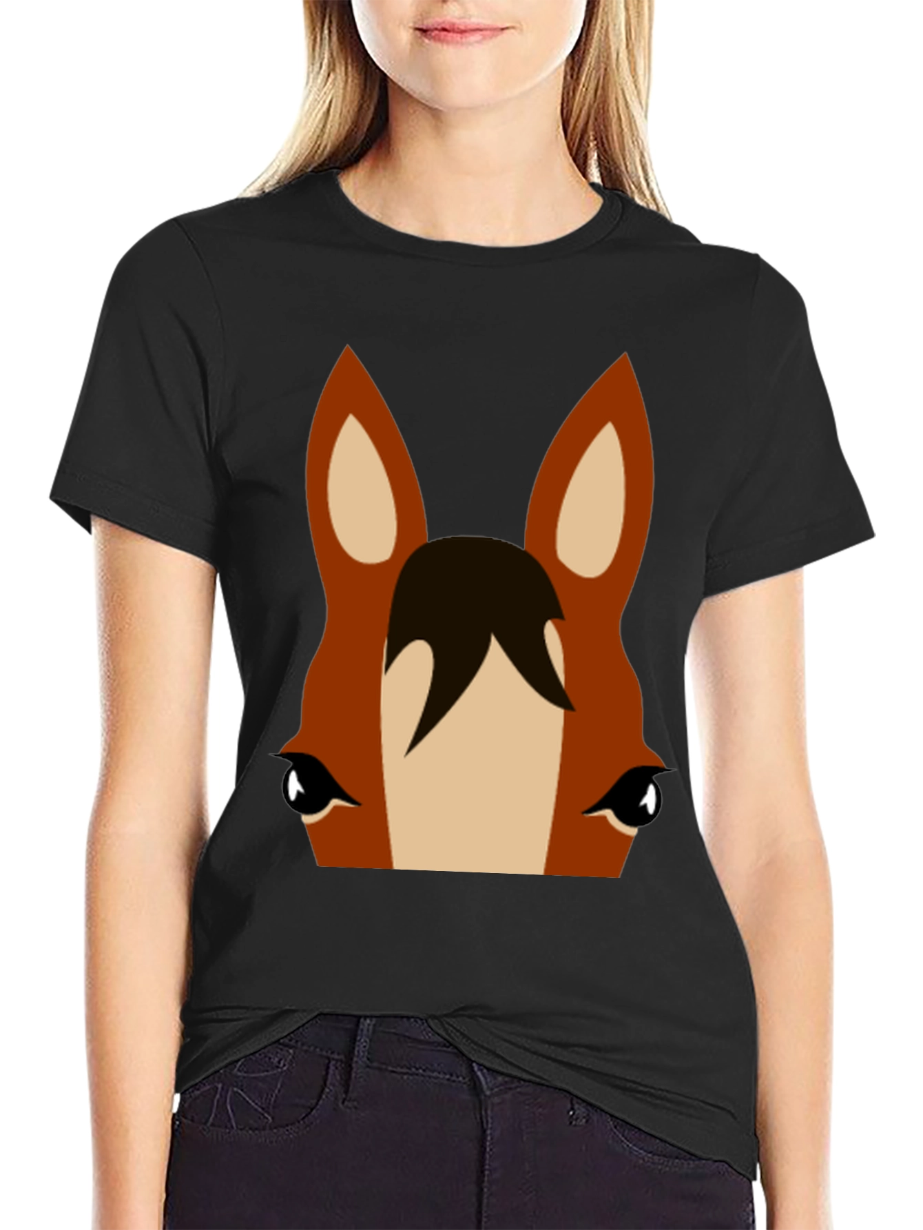 Horse Face Graphic Tee - Unisex Black T-Shirt