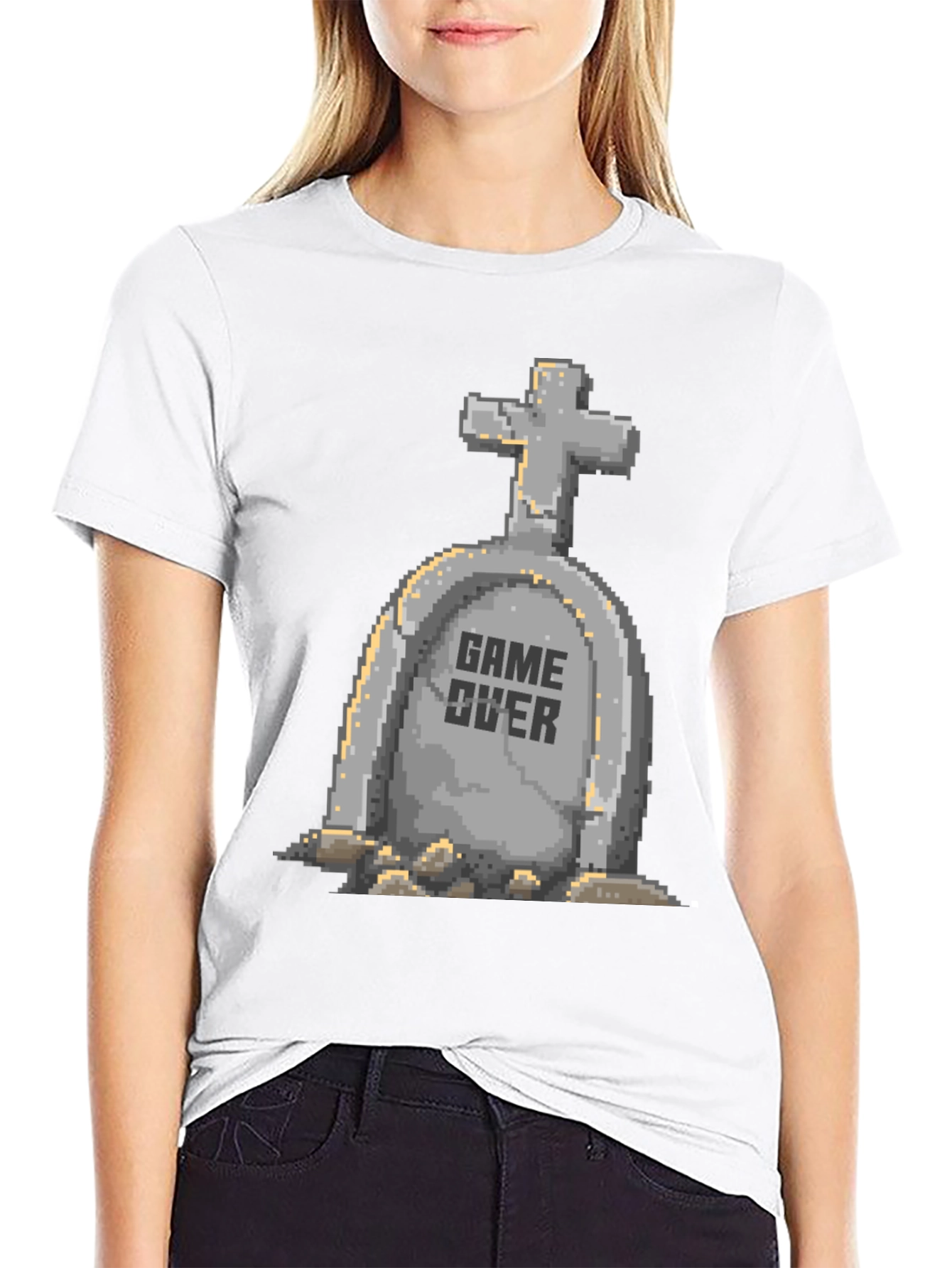 Game Over Tombstone Pixel Art T-Shirt