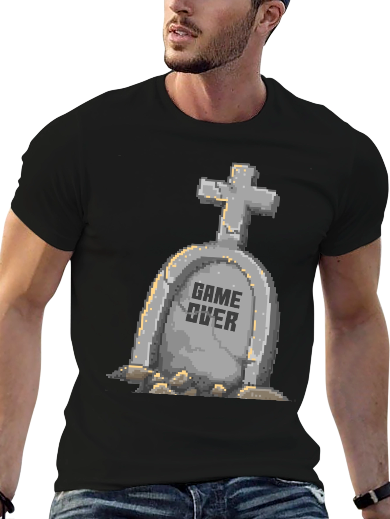 Game Over Tombstone Pixel Art T-Shirt
