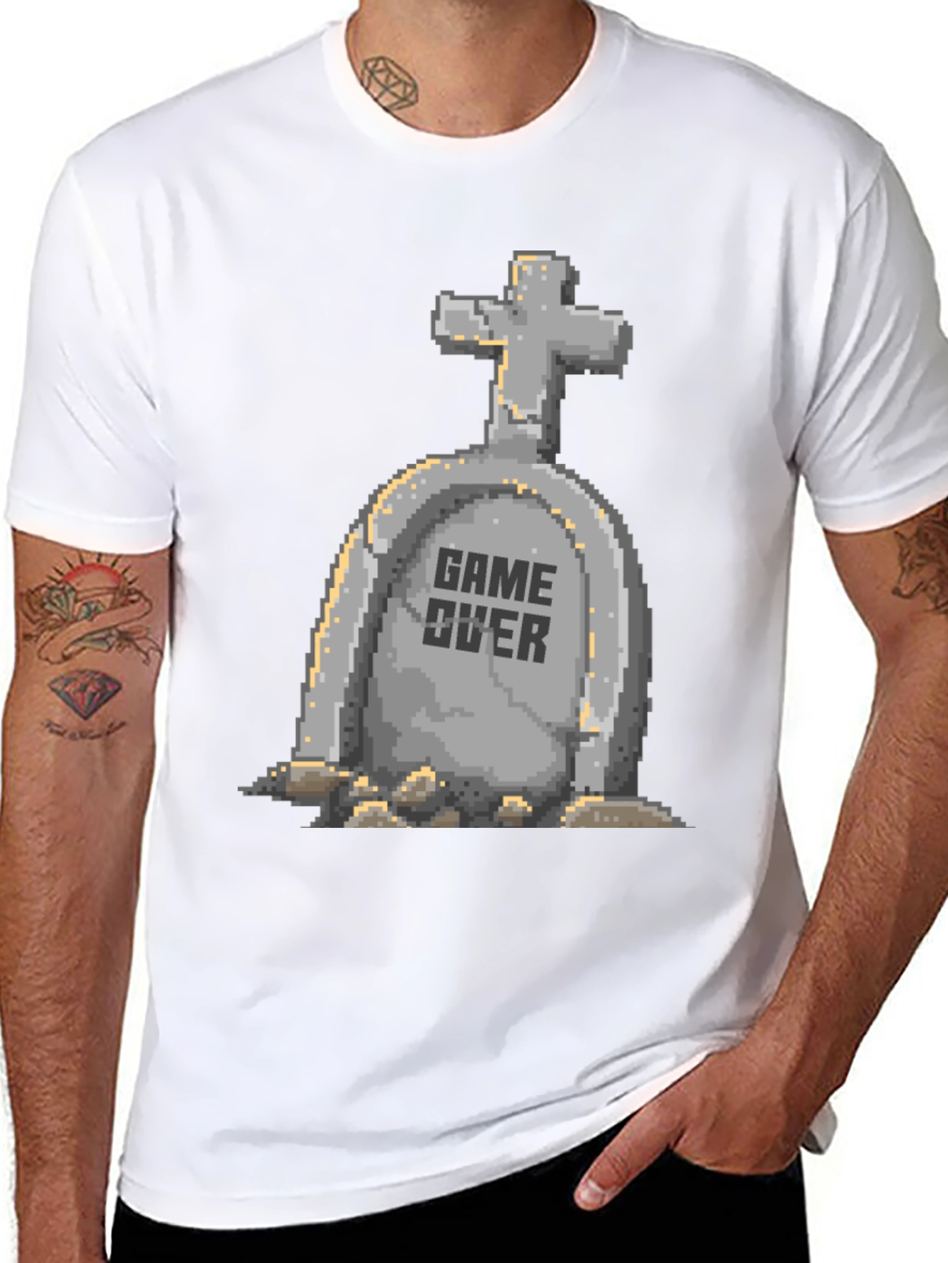 Game Over Tombstone Pixel Art T-Shirt