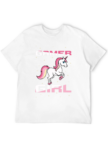 Gamer Girl Unicorn Black T-Shirt