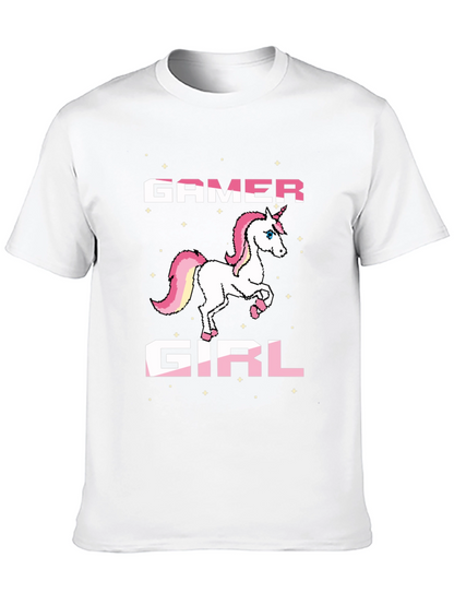 Gamer Girl Unicorn Black T-Shirt