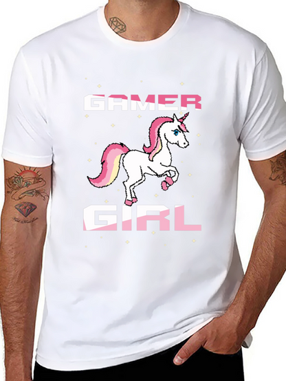 Gamer Girl Unicorn Black T-Shirt