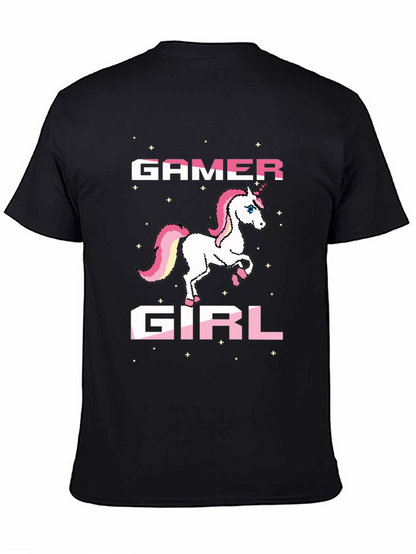 Gamer Girl Unicorn Black T-Shirt