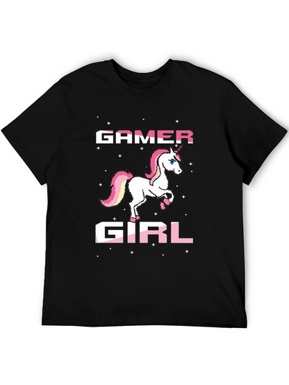 Gamer Girl Unicorn Black T-Shirt