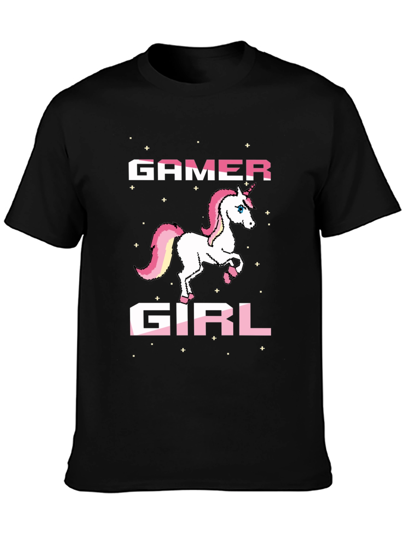 Gamer Girl Unicorn Black T-Shirt