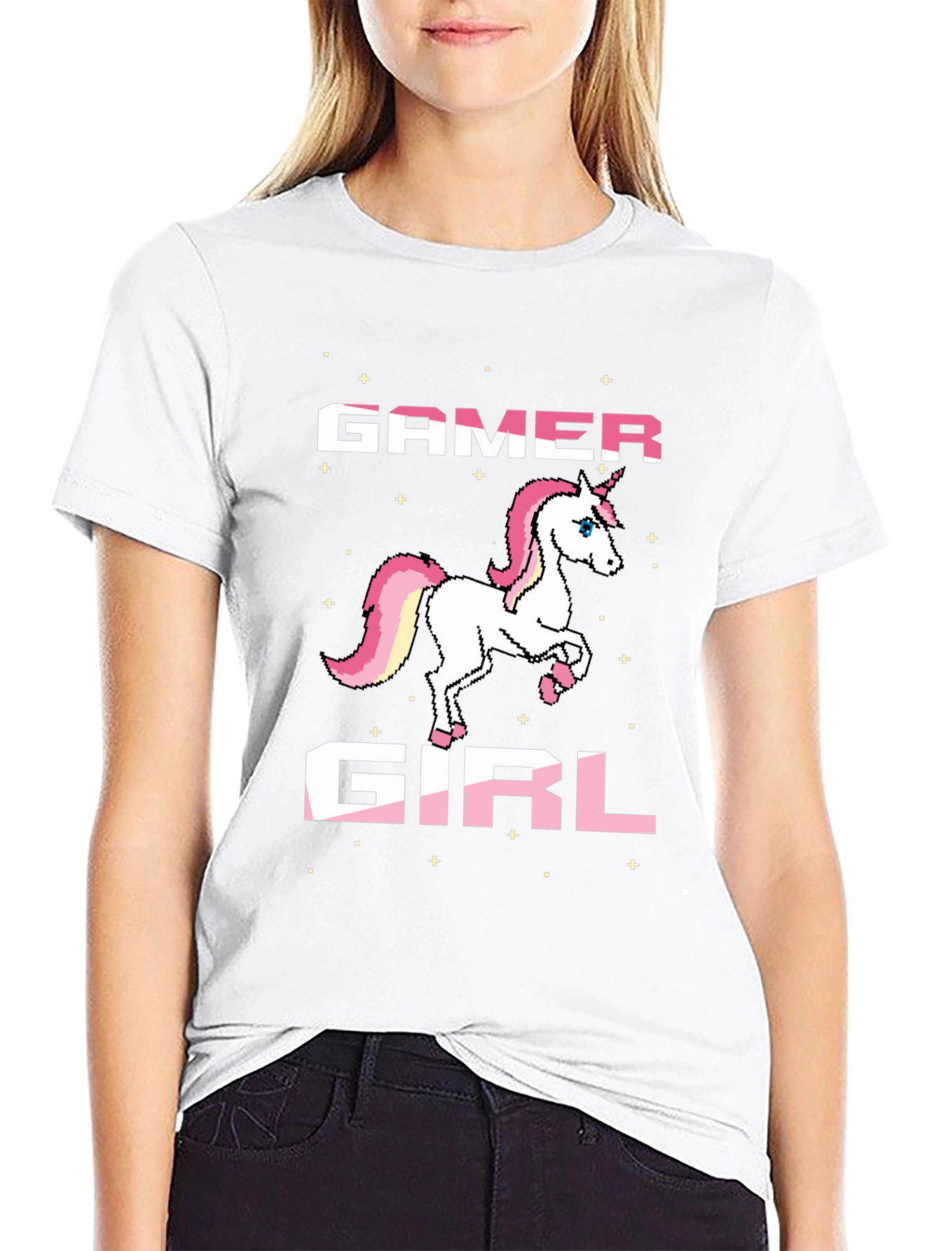 Gamer Girl Unicorn Black T-Shirt